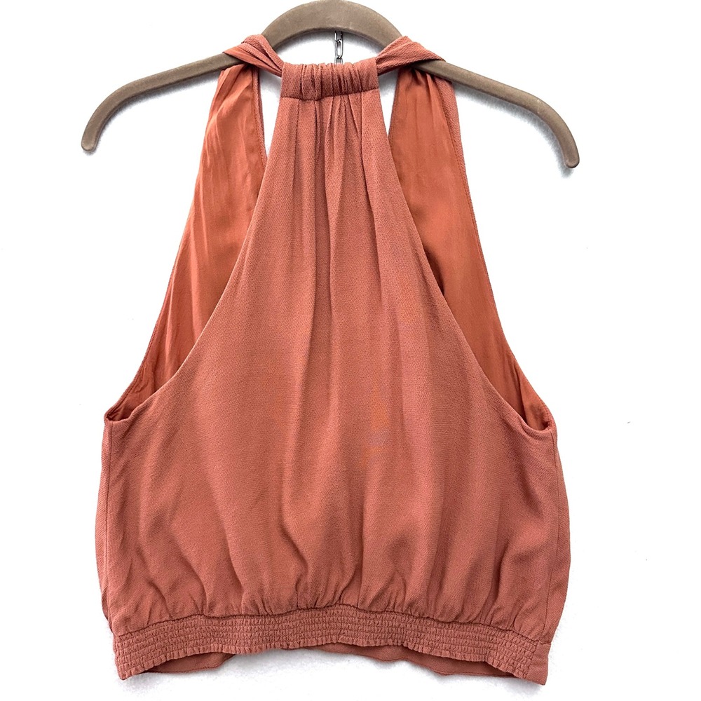 Free People S Drapey Dreams Cross My Heart Halter Top Terracotta Burnt Orange - Picture 10 of 11